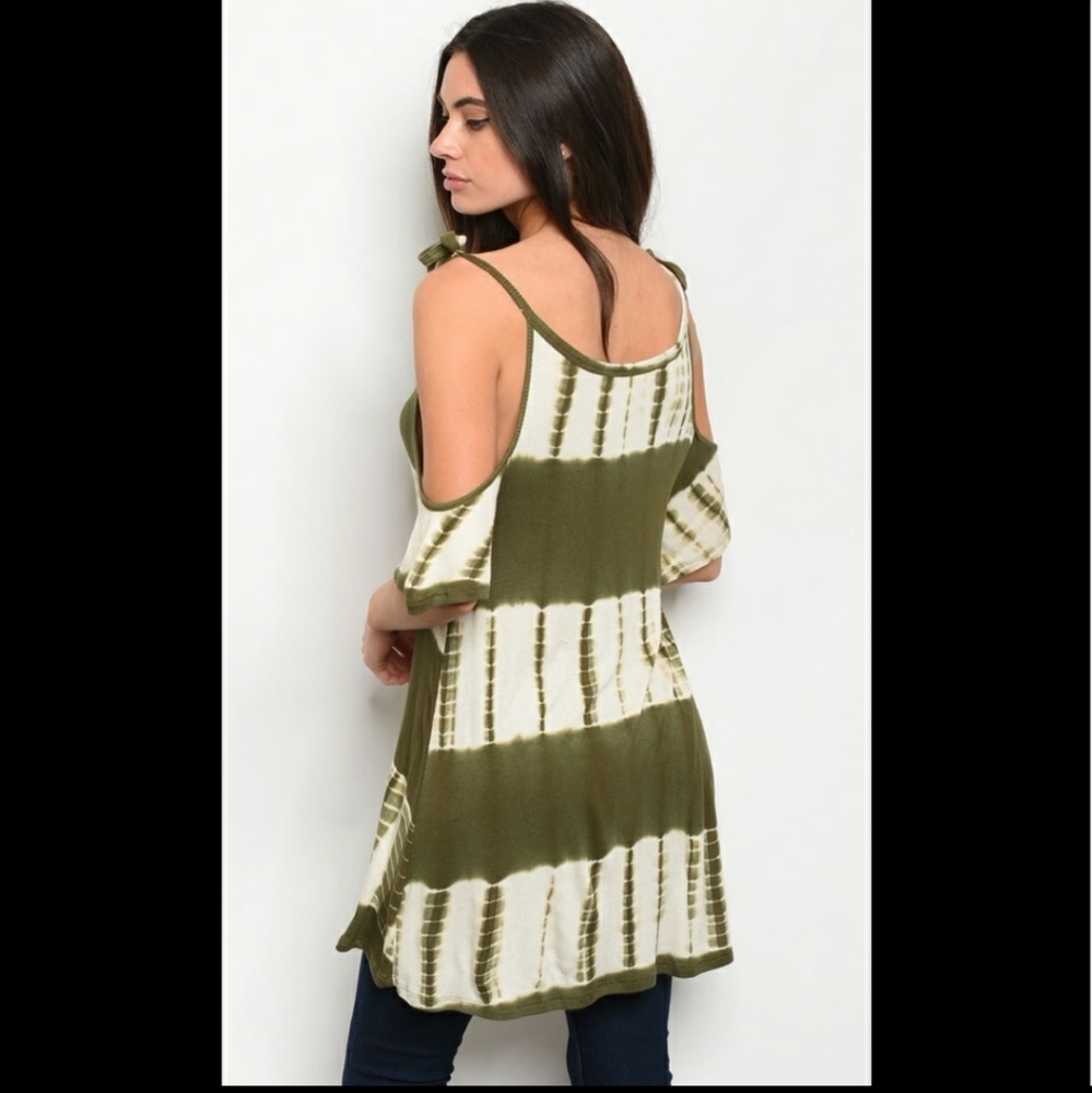 Tie Dye Olive Green Top - Picture 3 of 4